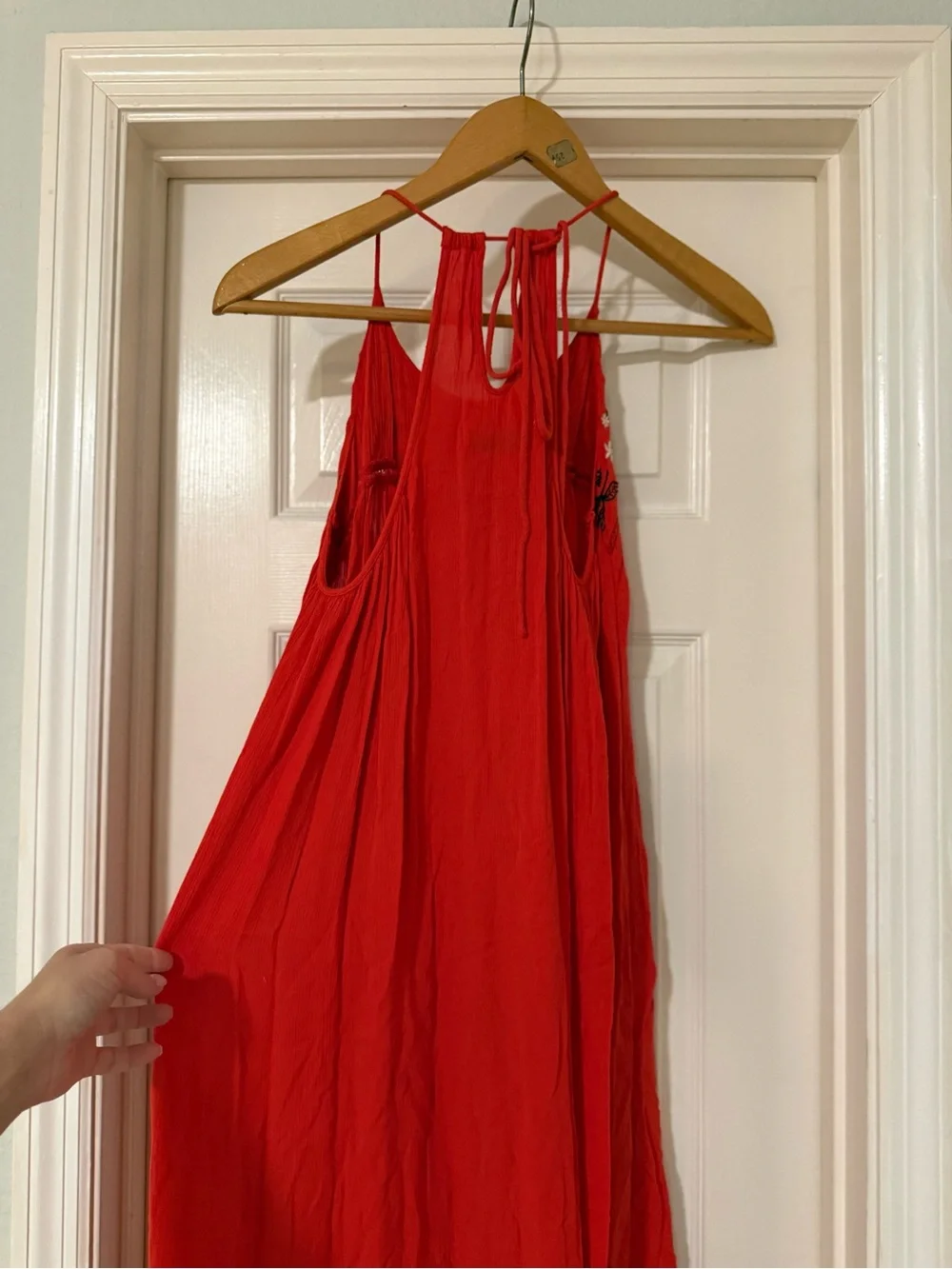 Abercrombie & Fitch Red Embroidered Maxi Dress